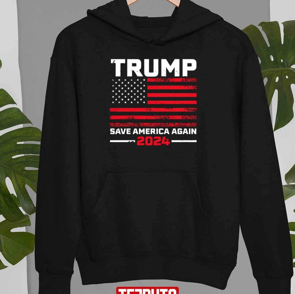2024 Trump Save America Again Usa Flag Unisex T-Shirt