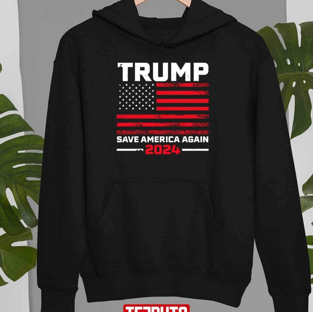 2024 Trump Save America Again Usa Flag Unisex T-Shirt