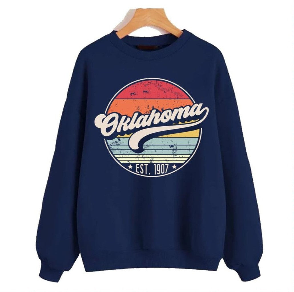 Retro Oklahoma Distressed Sunset Design Unisex Sweatshirt