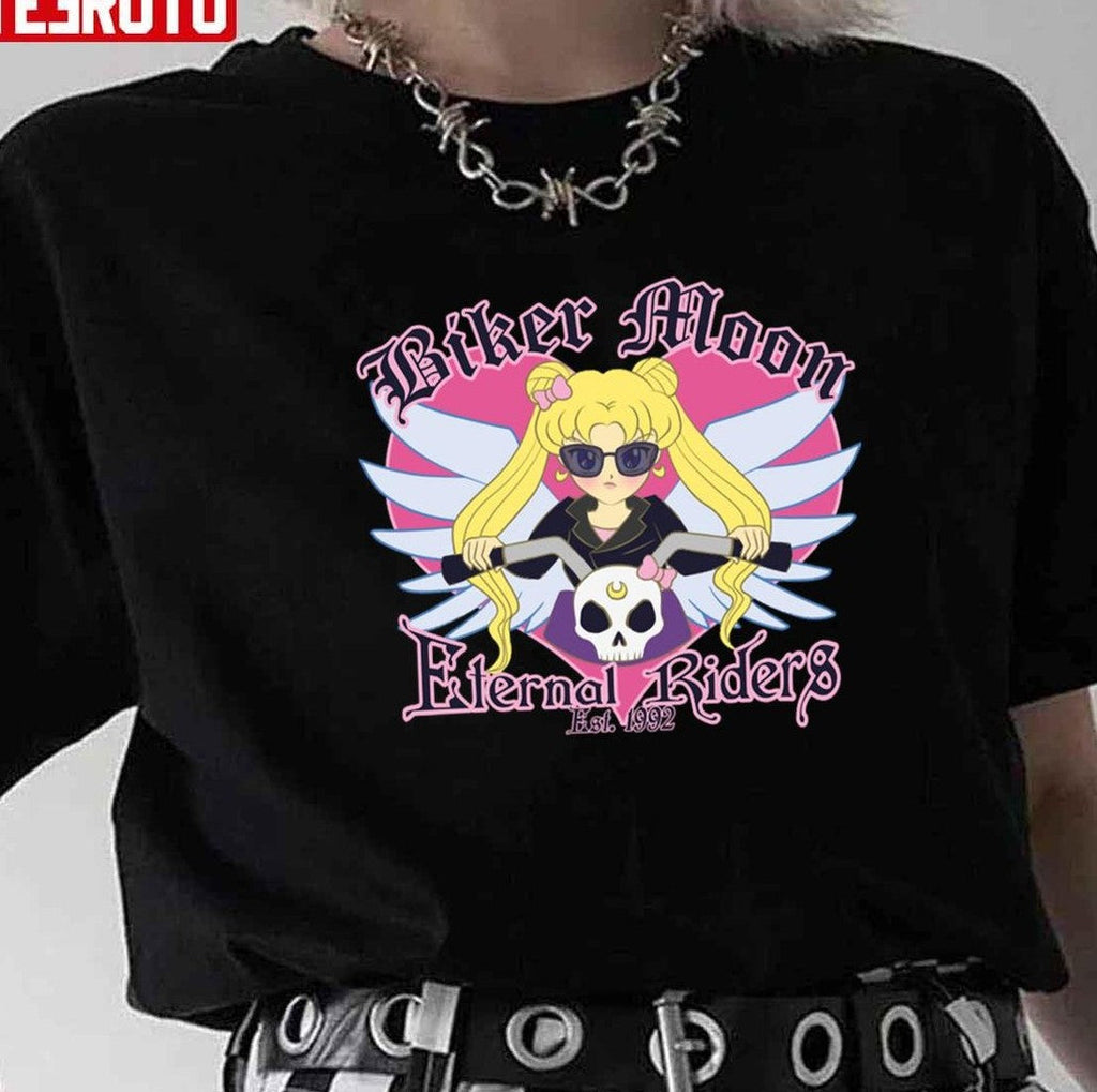 Biker Moon Sailor Moon Manga Anime Art Unisex T-Shirt