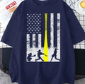 Softball Flag With Softball Players And Yellow Bat Unisex T-Shirt
