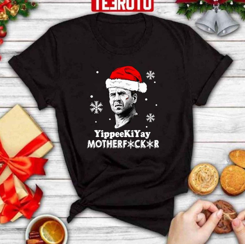 Snowflake Santa Bruce Willis Yippee Ki Yay Motherfucker Christmas Unisex Sweatshirt