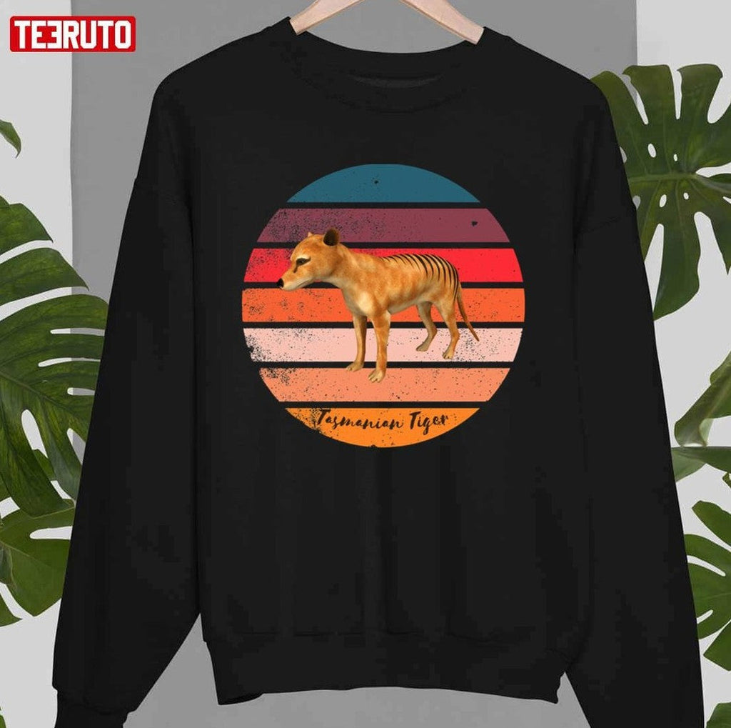 The Extinct Tasmanian Tiger Vintage Carnivorous Marsupial Tasmanian Tiger Design Unisex T-shirt