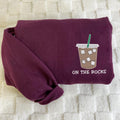 On The Rocks Embroidered Sweatshirt, Iced Coffee Sweatshirt, Coffee Lover Sweatshirt