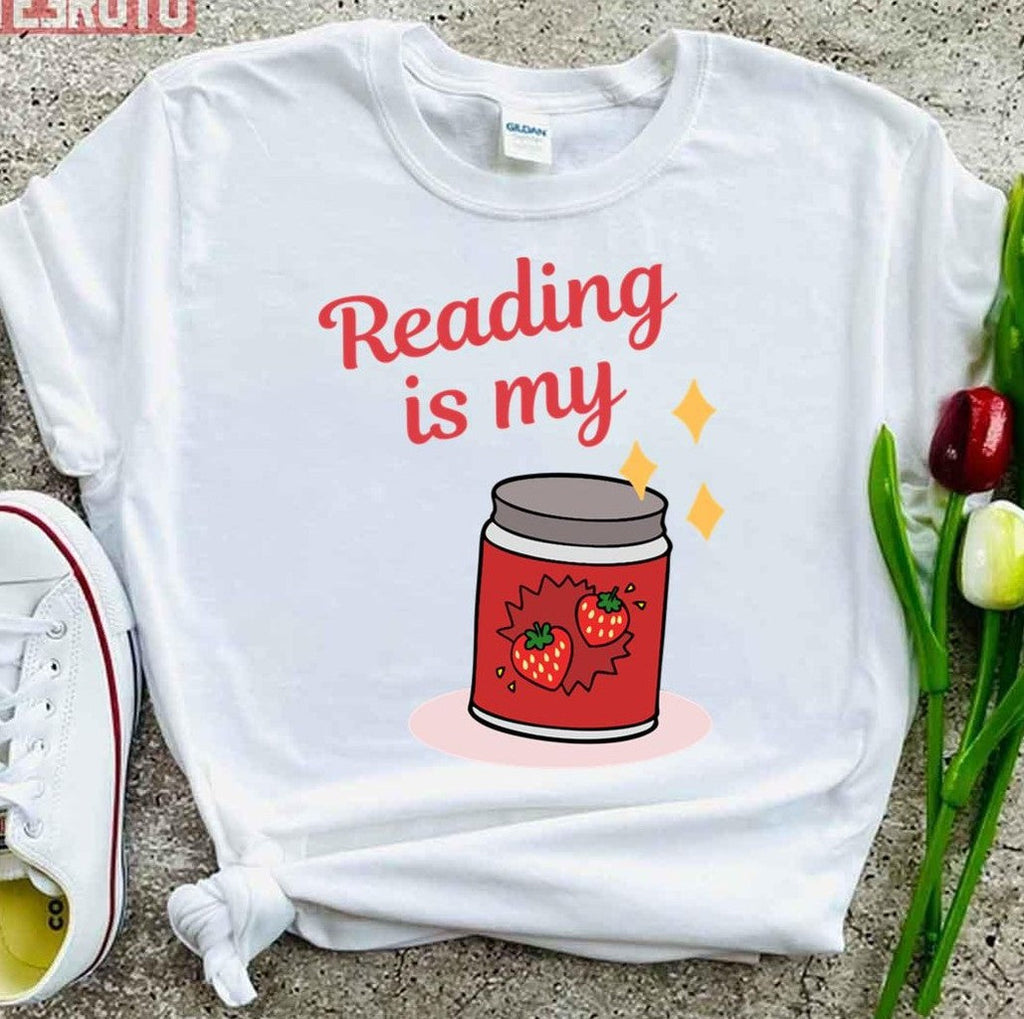 Reading Is My Jam Cute Strawberry Unisex T-Shirt