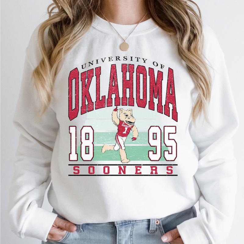 Oklahoma Sooners Vintage College NCAA Sweatshirt, Vintage Football Sweatshirt NCAA, Classic Sport Sweatshirt, Gifts For Football Fan Sport