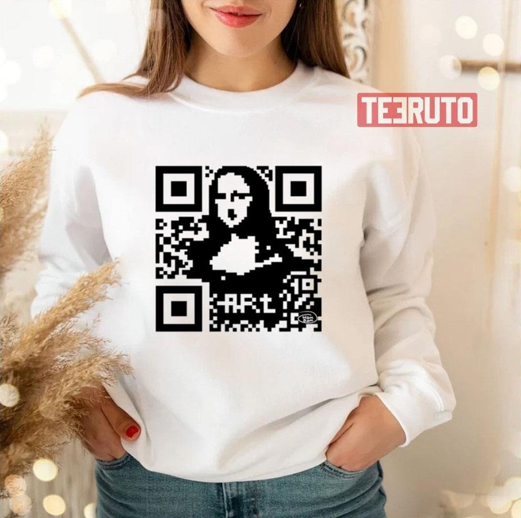 Monalisa Qr Code Parody Renaissance Unisex Sweatshirt