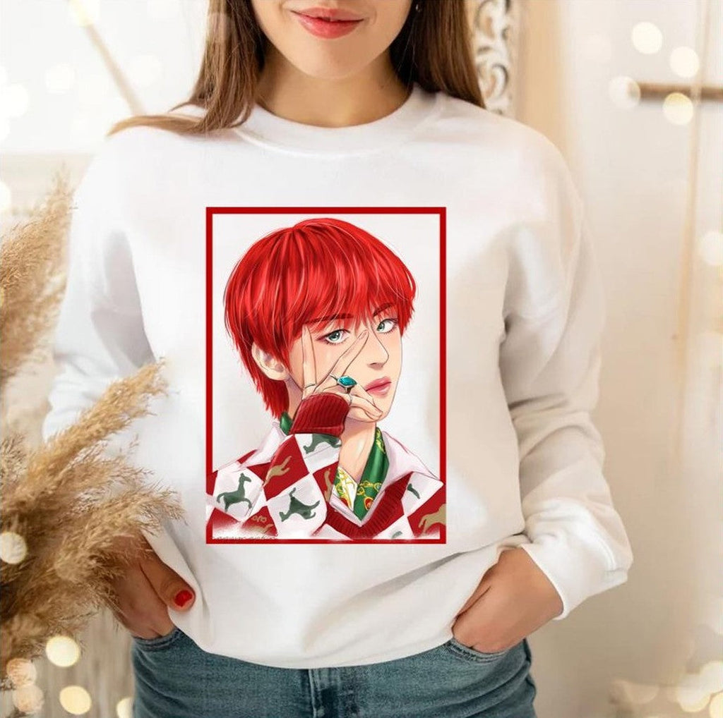 Red Taehyung Fanart Bts Bangtan Boys Unisex Sweatshirt