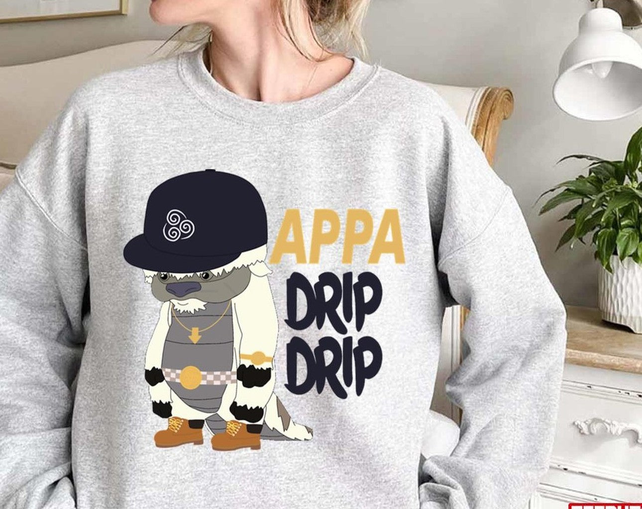 Appa Drip Drip Wearing A Cap Avatar The Last Airbender Unisex Sweatshirt