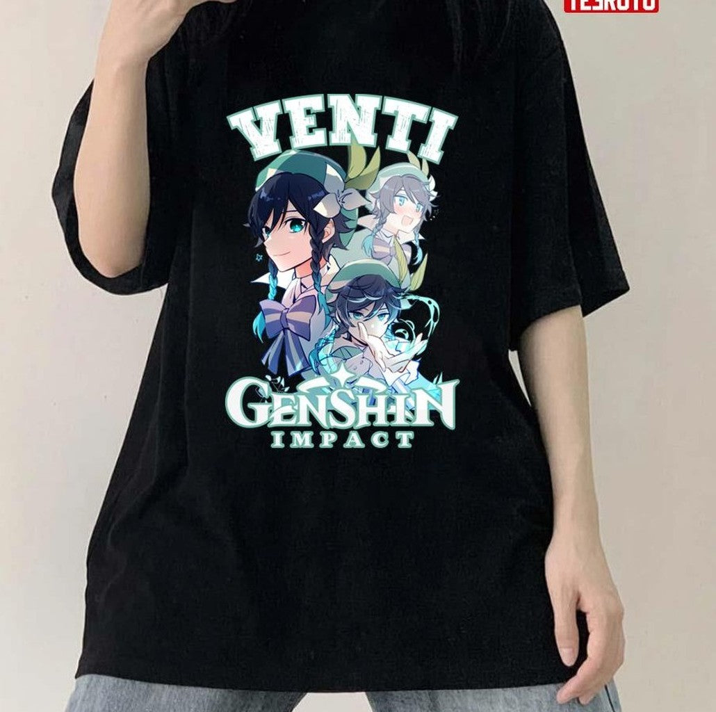 Retro Bootleg 90s Venti Genshin Impact Graphic Unisex T-Shirt