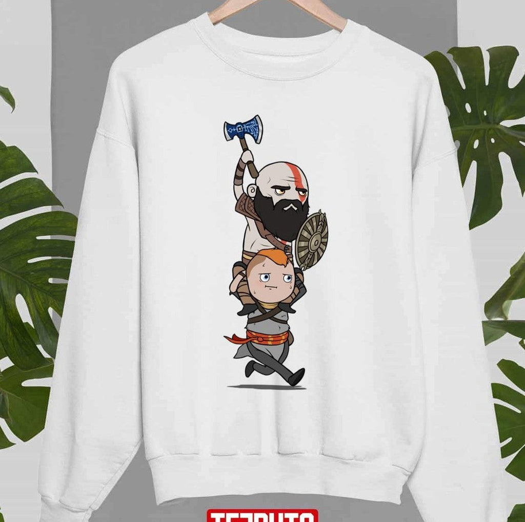 Run Boy Funny Fanart Chibi God Of War Kratos Unisex Sweatshirt