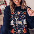 Scandinavian Botanical Christmas Norwegian Folk Art Vintage Sweatshirt