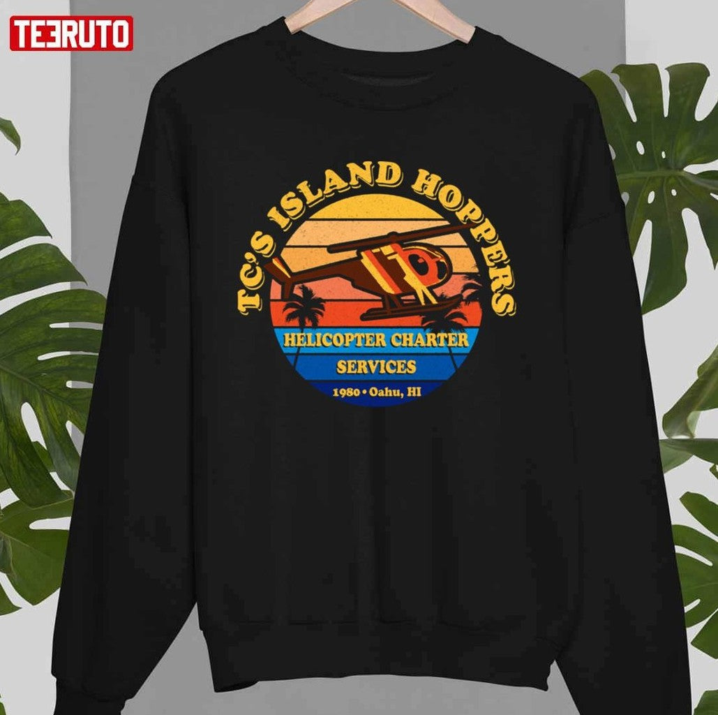 Tc's Island Hoppers Hellicoper Charter Services Magnum P1 Worn Unisex T-Shirt