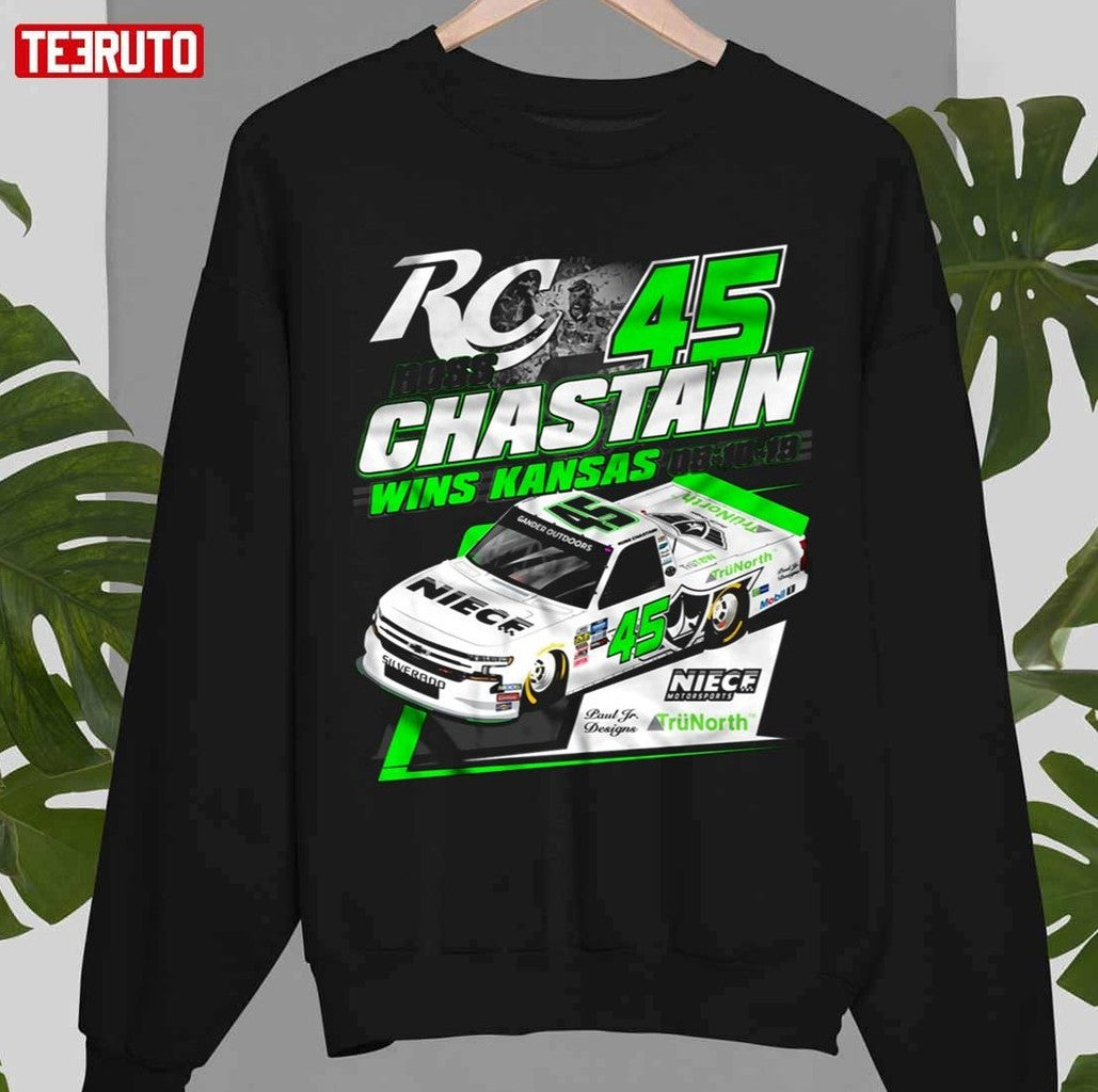 Number 45 Wins Kansas Ross Chastain Unisex Hoodie