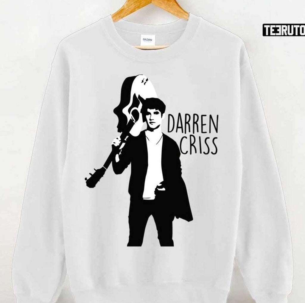 Black And White Design Darren Criss With Guitar Unisex Sweatshirt