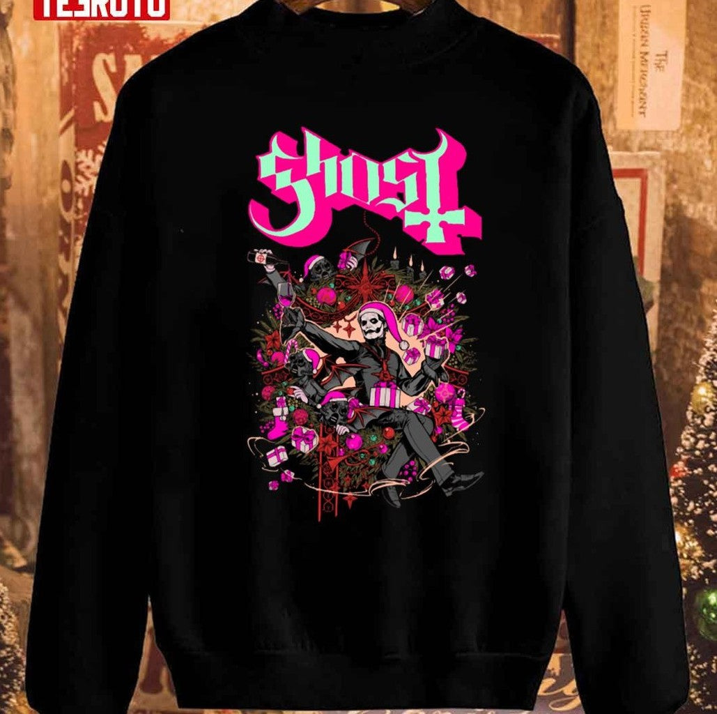 Pink Christmas Ghost Band Unisex Sweatshirt
