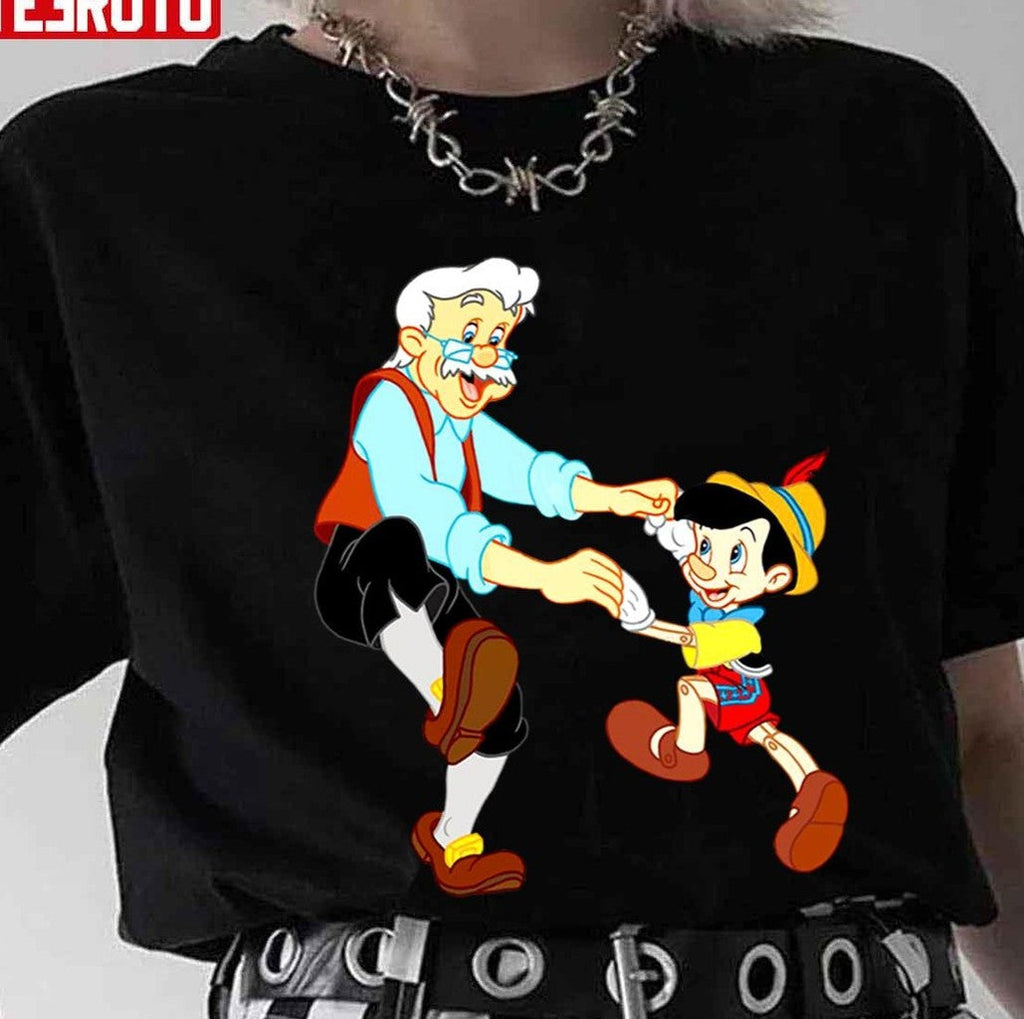 Pinocchio Doll Playing With His Father Unisex T-Shirt