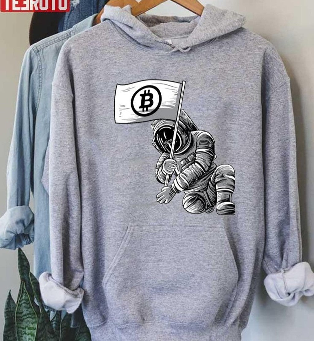 Bitcoin Btc Crypto Cryptocurrency Miner Astronaut Moon Unisex Hoodie
