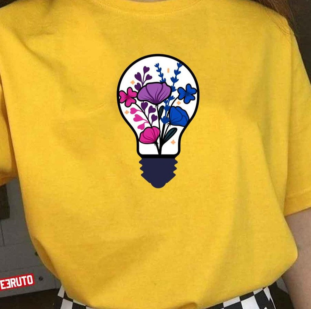 Bisexual Flowers In Lightbulb Lgbtq Pride Month Unisex T-Shirt