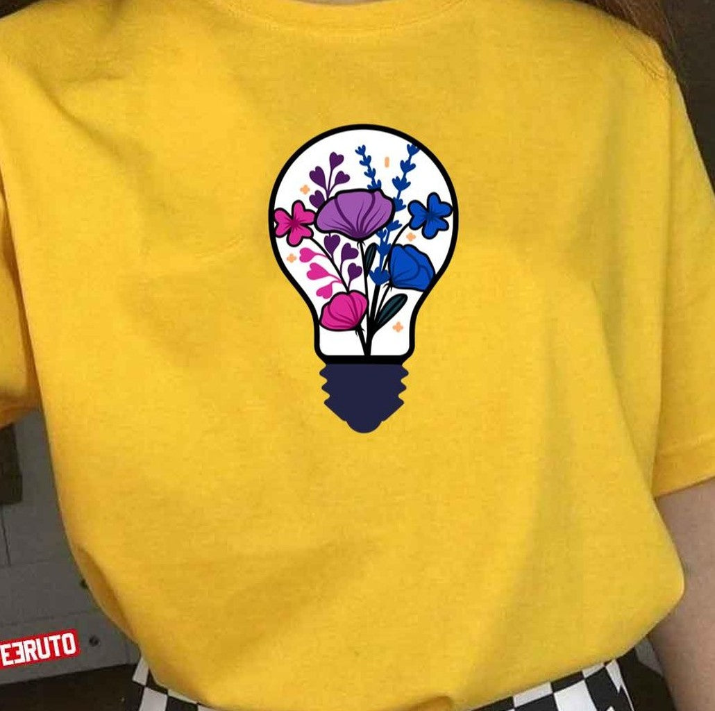 Bisexual Flowers In Lightbulb Lgbtq Pride Month Unisex T-Shirt