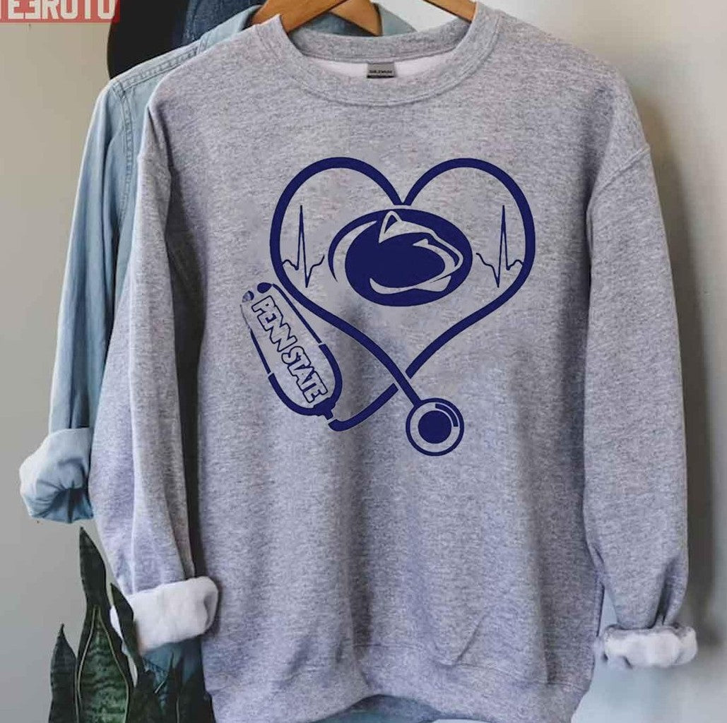 Nurse Love Penn State Nittany Lions Heartbeat Unisex Hoodie