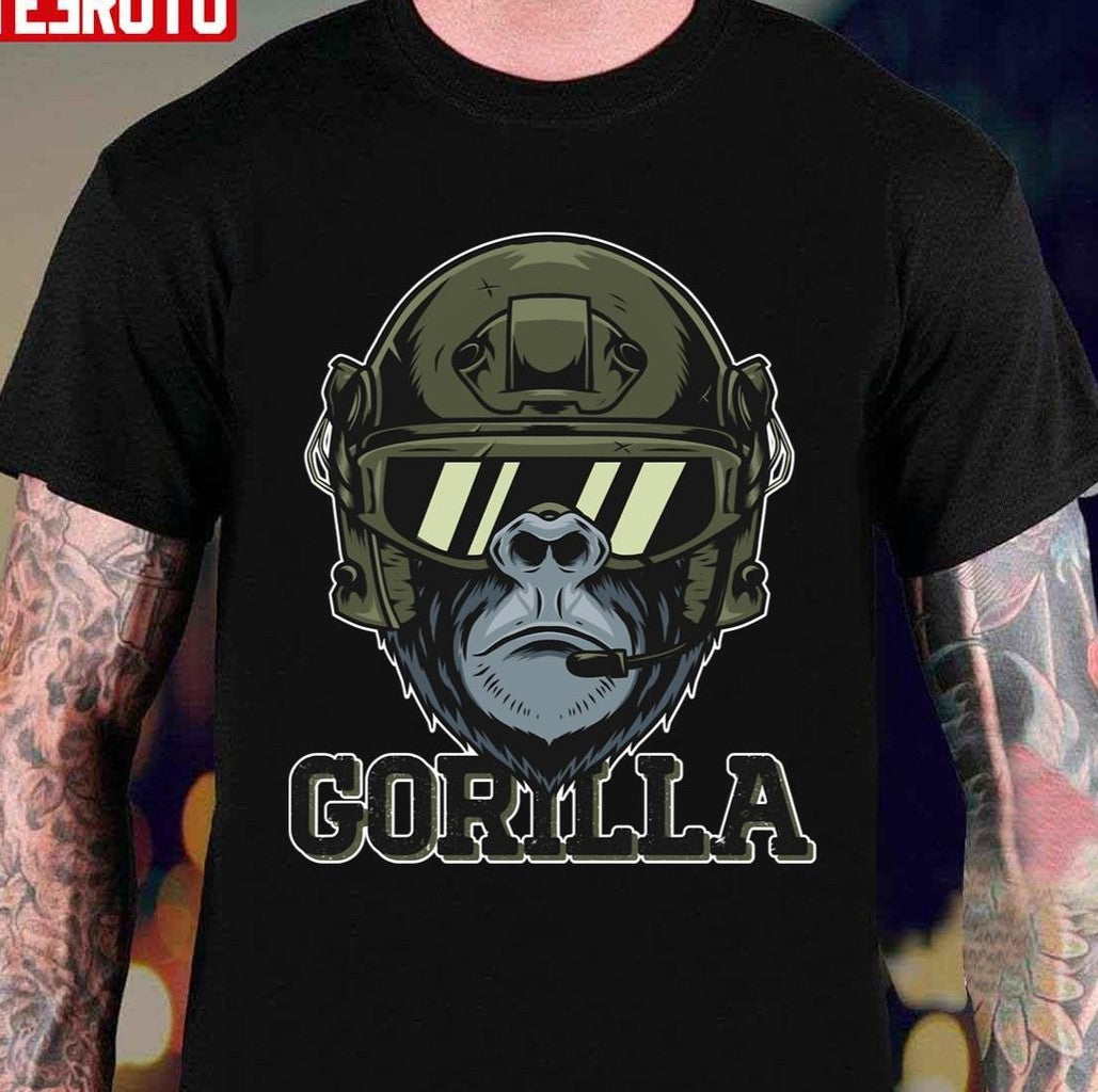 Nft Artwork Gorilla With Military Helmet Unisex T-Shirt