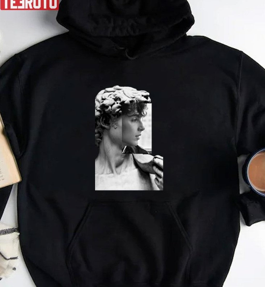 Blach And White Statut Of David Saint Timothee Chalamet Unisex T-shirt