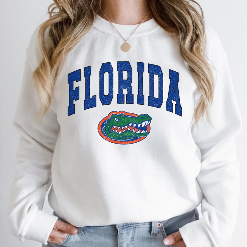 Florida Gators Vintage Football NCAA Trendy Sweatshirt, University of Florida Unisex Football NCAA Shirt, Gift For Men, Gift For Girls, Crewneck, Cott
