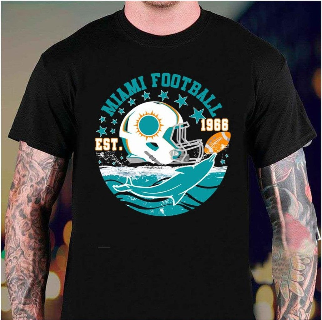 Round Design Miami Sports Football Est 1966 Football Helmet Novelty Unisex Sweatshirt