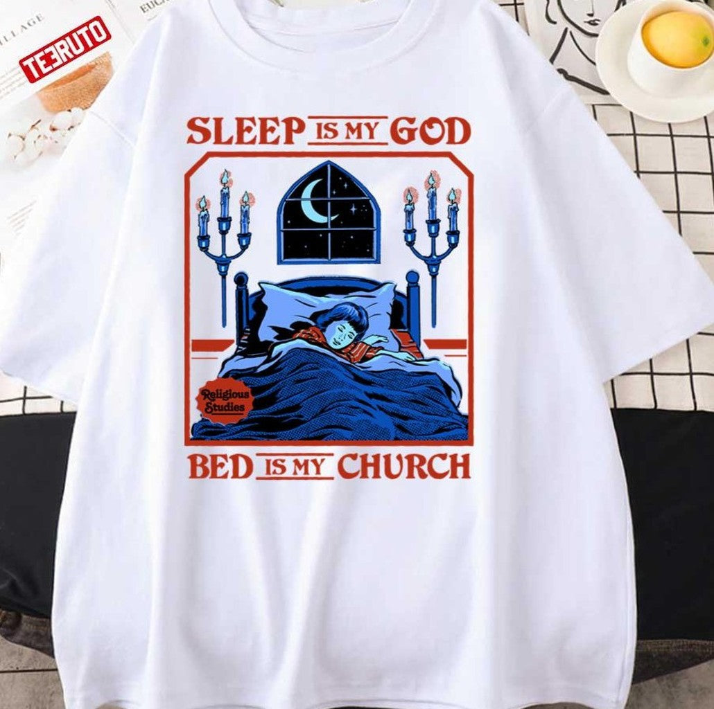 Sleep Is My God Bed Is My Church Funny Vintage Kids Art Unisex T-Shirt