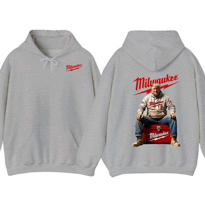 Milwaukee Hoodie - Classic Utility Design with Red Lettering and Practical Aesthetic, Perfect for Fans of the Brand