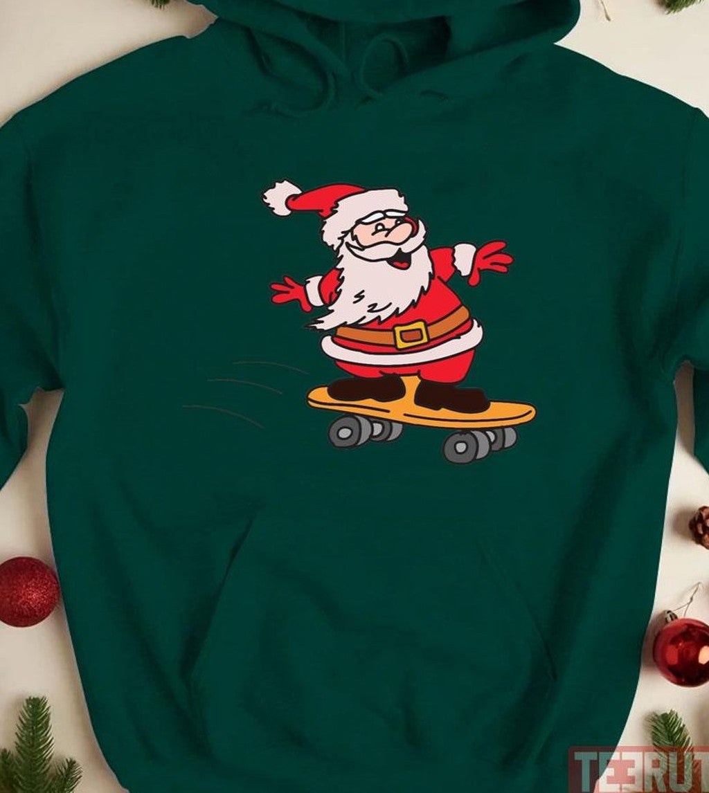 Santa Skateboarding Christmas Unisex Sweatshirt