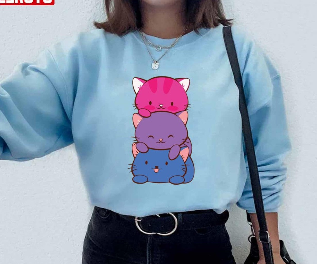 Bisexual Flag Lgbt Bi Pride Cute Kawaii Cats Unisex Sweatshirt