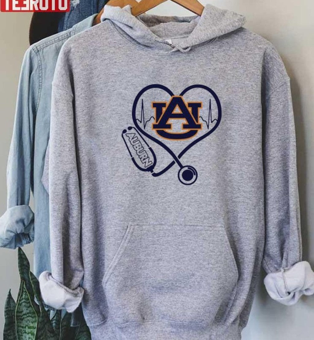 Nurse Love Auburn Tigers Heartbeat Unisex Hoodie