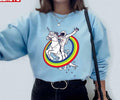 Astronaut Riding Unicorn Through The Rainbow Valentine Lgbt Unisex Sweatshirt