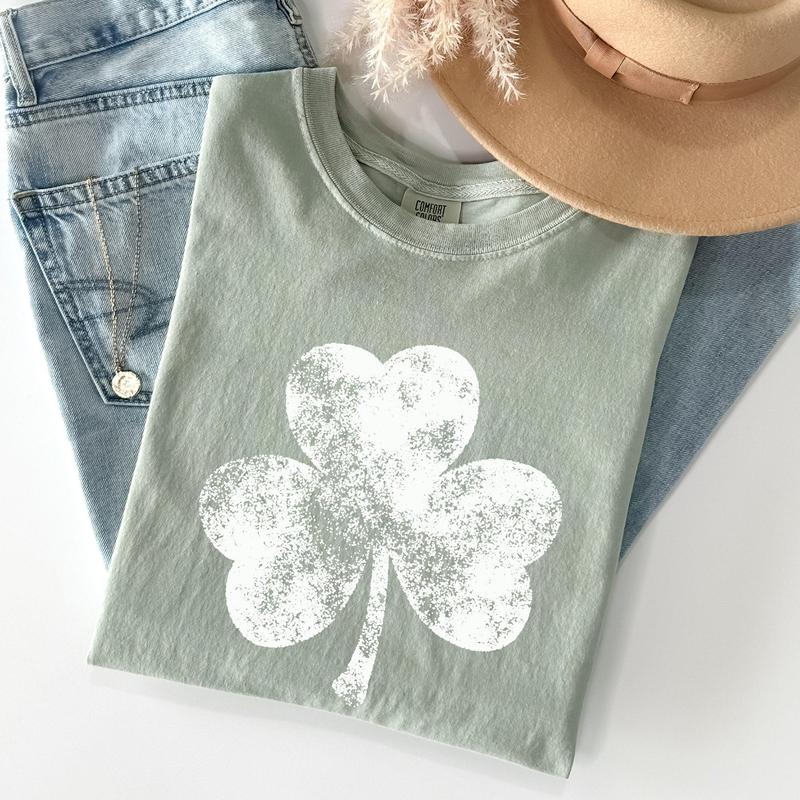 Vintage Shamrock, St Patrick's Day Comfort Colors Tshirt, Women's Crew Neck, Crewneck