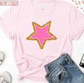 Pink Glittery Star Unisex T-Shirt
