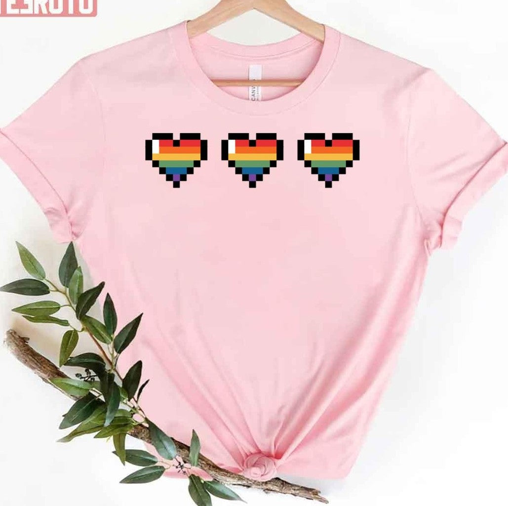 Pride Flag Hearts Gay Unisex T-Shirt