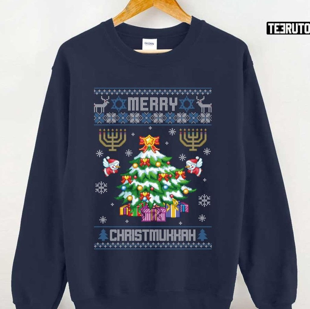Angel Santa Merry Chrismukkah Jewish Christmas Hanukkah Chanukah Unisex Sweatshirt