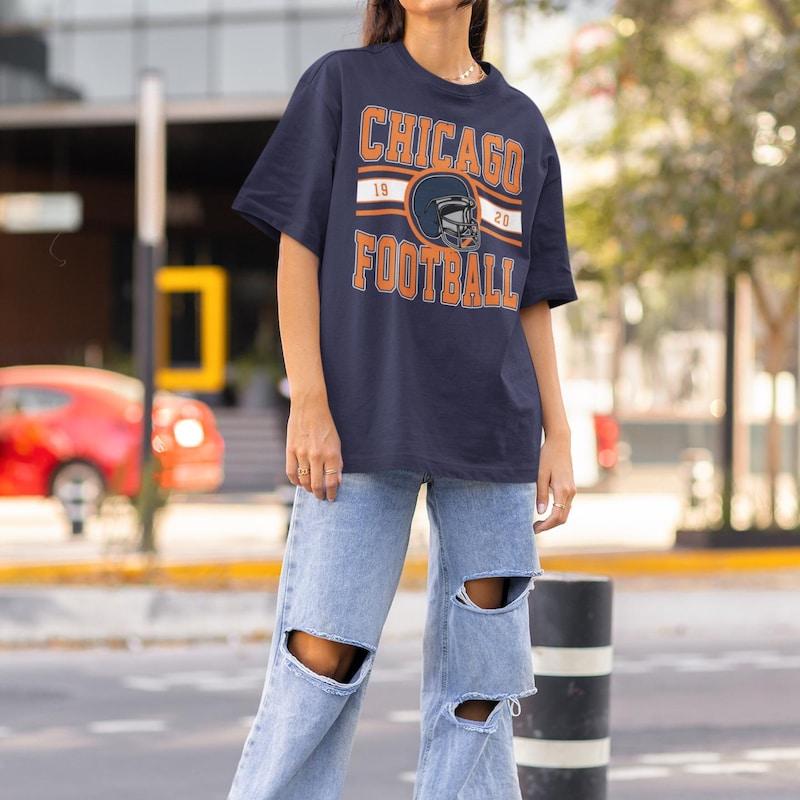 Vintage Chicago Football Crewneck Sweatshirt  T-Shirt, Bears Shirt, Retro Chicago Football T-Shirt, Chicago Sweatshirt, Chicago Fan Gift Womenswear Ho