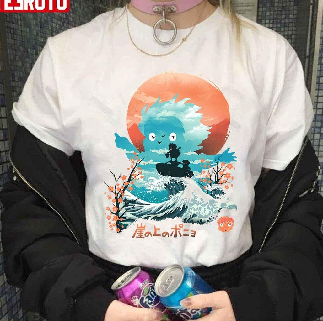 Away Of Surfing Anime Ghibli Ponyo Unisex T-Shirt