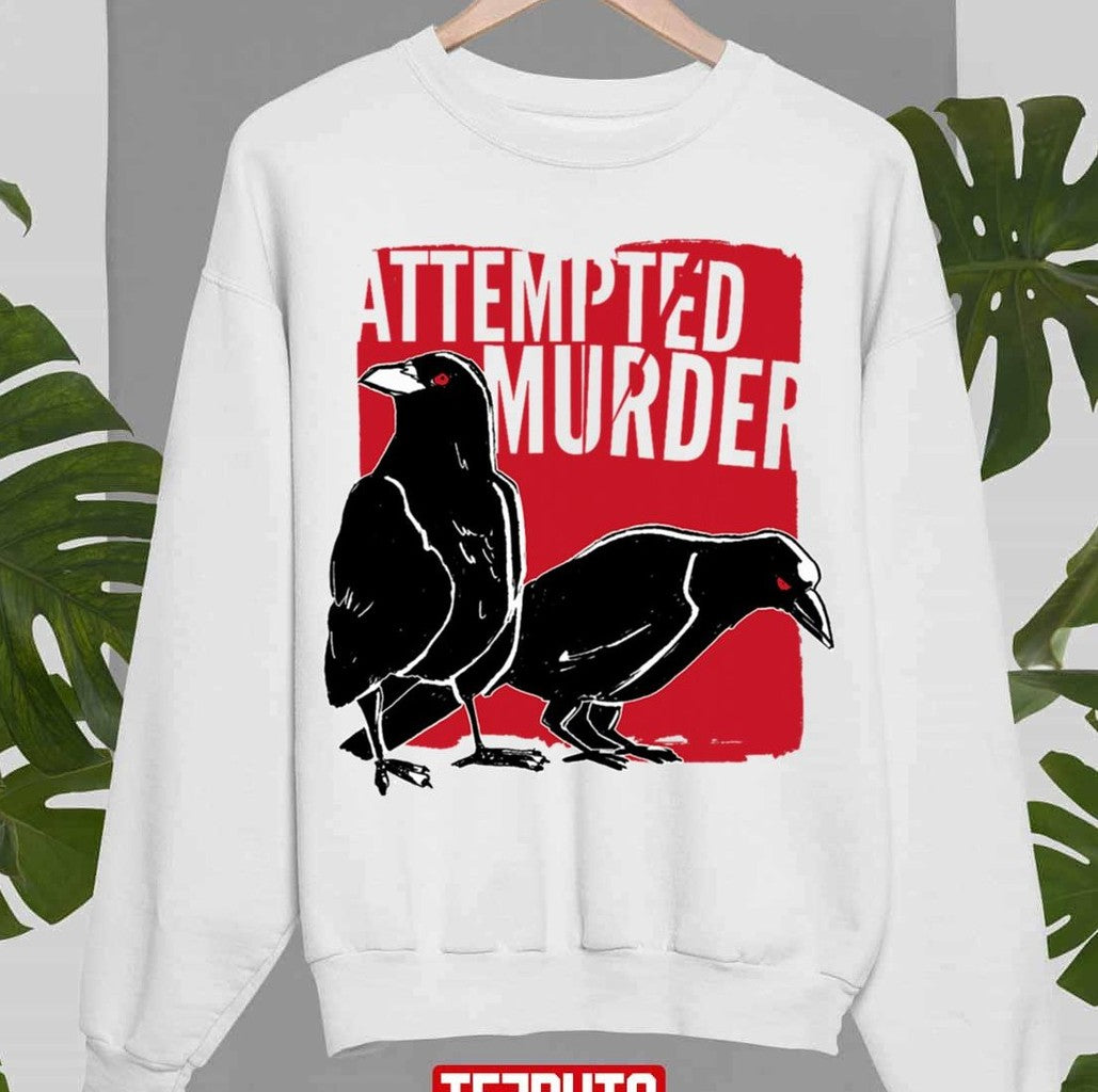 Attempted Murder Funny Pun Joke Crow Raven Halloween Unisex Sweatshirt