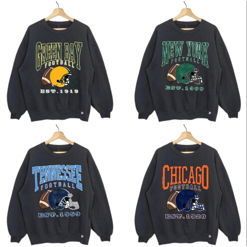 All Team Football Black Color Sweatshirt, Vintage Football Big Words Logo Sweatshirt, Hometown Football Sweatshirt, Vintage Graphic Tees, Football Fan
