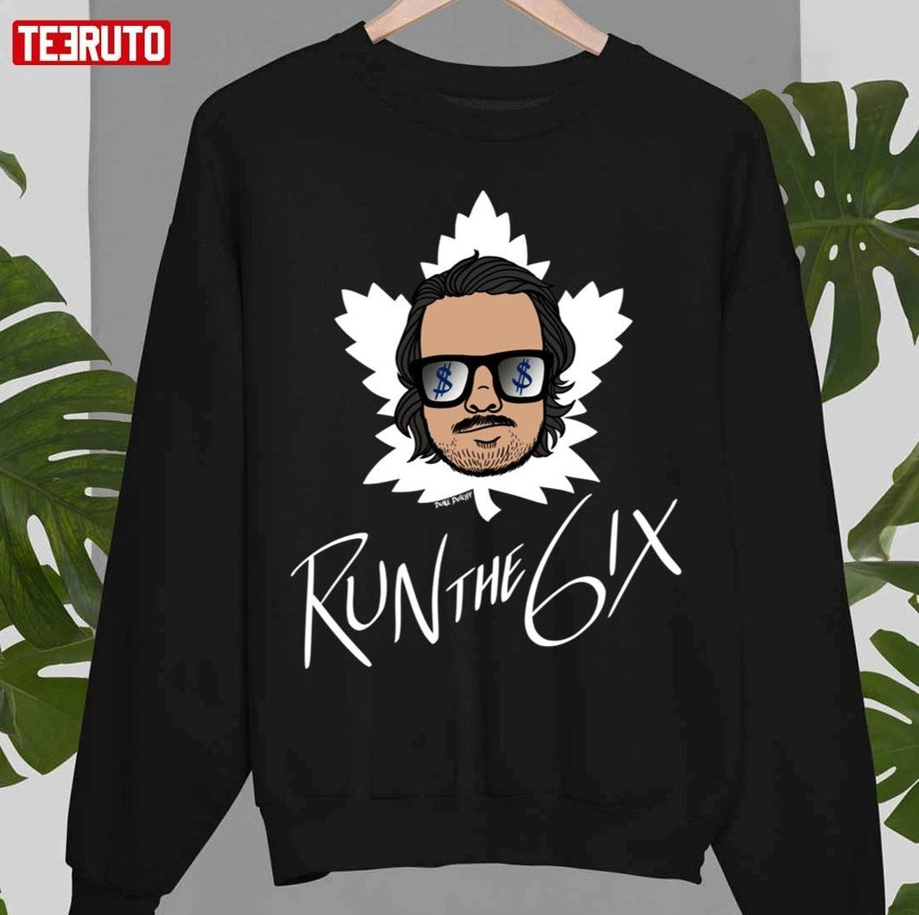 Run The 6ix Blue Toronto Maple Leafs Cartoon Art Unisex Hoodie
