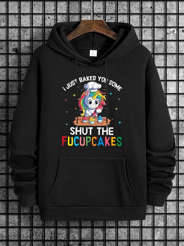 Men's Cartoon Print Drop Shoulder Hoodie, Fashion Drawstring Hooded Sweatshirt for Spring & Fall, Streetwear Style in Men's ClothingÂ 
