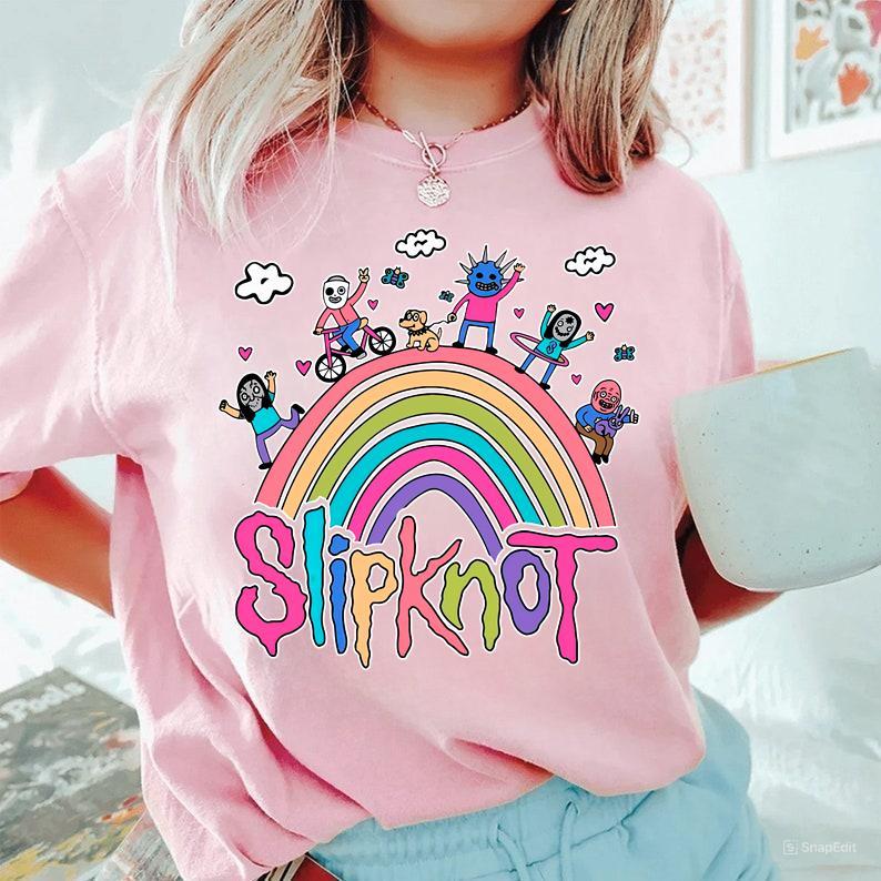 Vintage Rainbow the Slipknot Band Shirt, Slipknot 90s Records Rock Casual Cotton