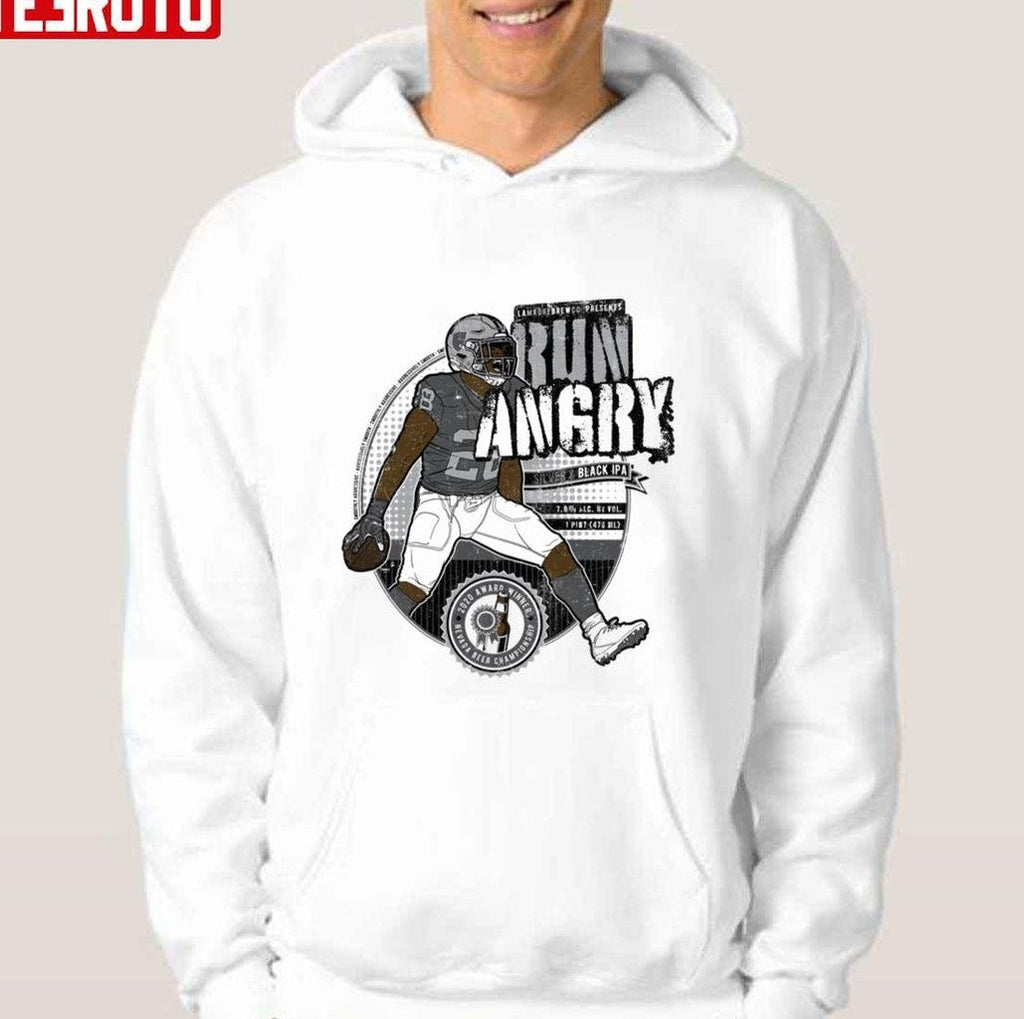 Run Angry Silver &amp; Black Ipa Craft Beer Label Josh Jacobs Design Unisex Hoodie