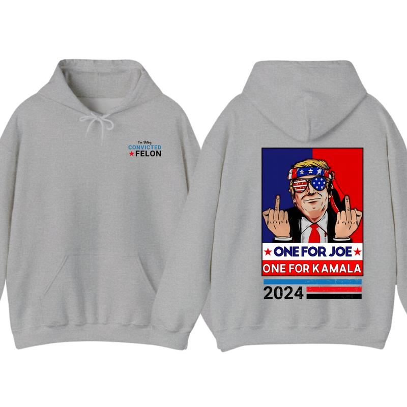 Trummmp Middle Fingers One For JOE One For Kamala 2024 2 Sided Hoodie, T-Shirt, Gift For Men And Woman, Trendy Shirt