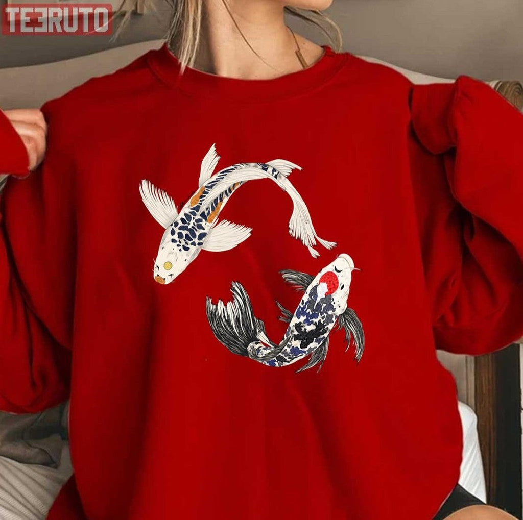 Black And White Art Koi Fish Unisex Sweatshirt
