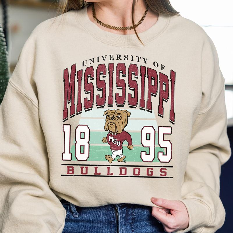 Mississippi State Bulldogs Vintage College NCAA Sweatshirt, Vintage Football Sweatshirt NCAA, Classic Sport Sweatshirt, Gifts For Football Fan Sport
